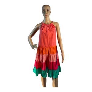 M&S Collection Women’s Pure Cotton Colour Block Mini Beach Dress Size 12